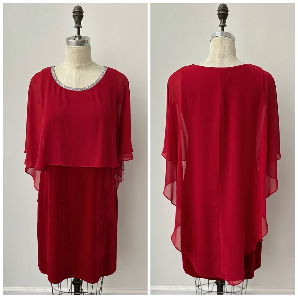 *SALE* NWT Glamour Rhinestone Chiffon Overlay Velvet Dress size 8